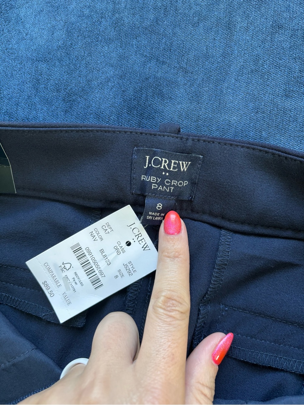 J. Crew Ruby Crop Pant - Navy Blue